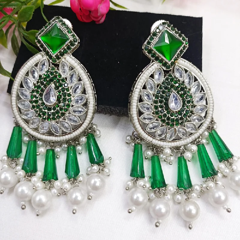 women’s chandelier earrings -Exotica Collection Silver Plated Crystal And Pearl  Dangler Earrings