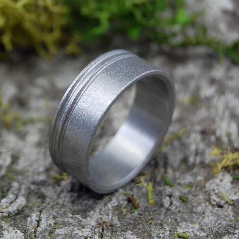 wedding rings with diamonds -Double Offset Duet Glass Bead Blast | Men's Glass & Titanium Wedding Ring