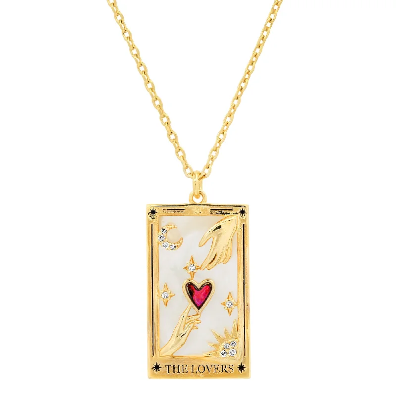 fashion necklaces with crystals -Lovers Tarot Card Necklace