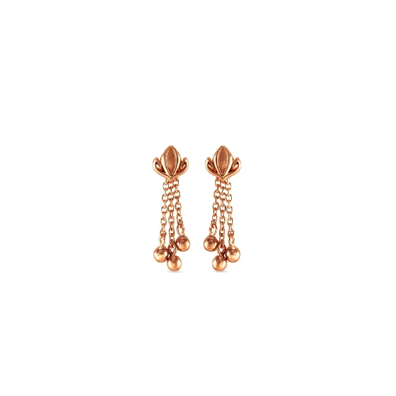 cute earrings for everyday wear -Dual Tassel Earring Short - 18K Rose Gold Vemeil