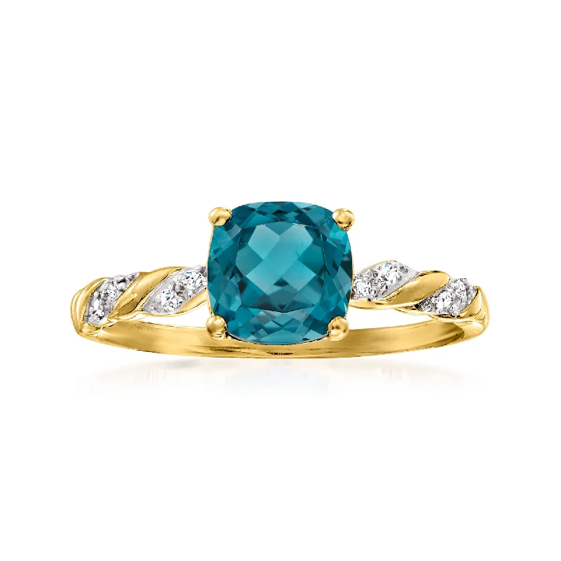 timeless diamond engagement rings -Ross-Simons London Blue Topaz Ring in 14kt Yellow Gold