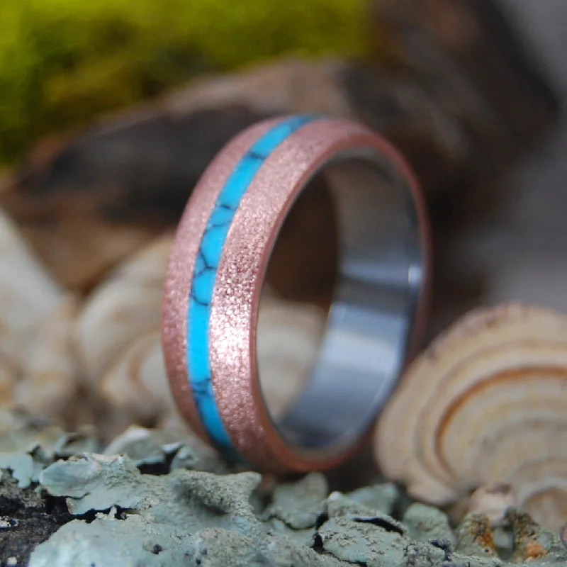 rings for special occasions -Soul Dome | Men's Copper, Turquoise & Titanium Wedding Ring