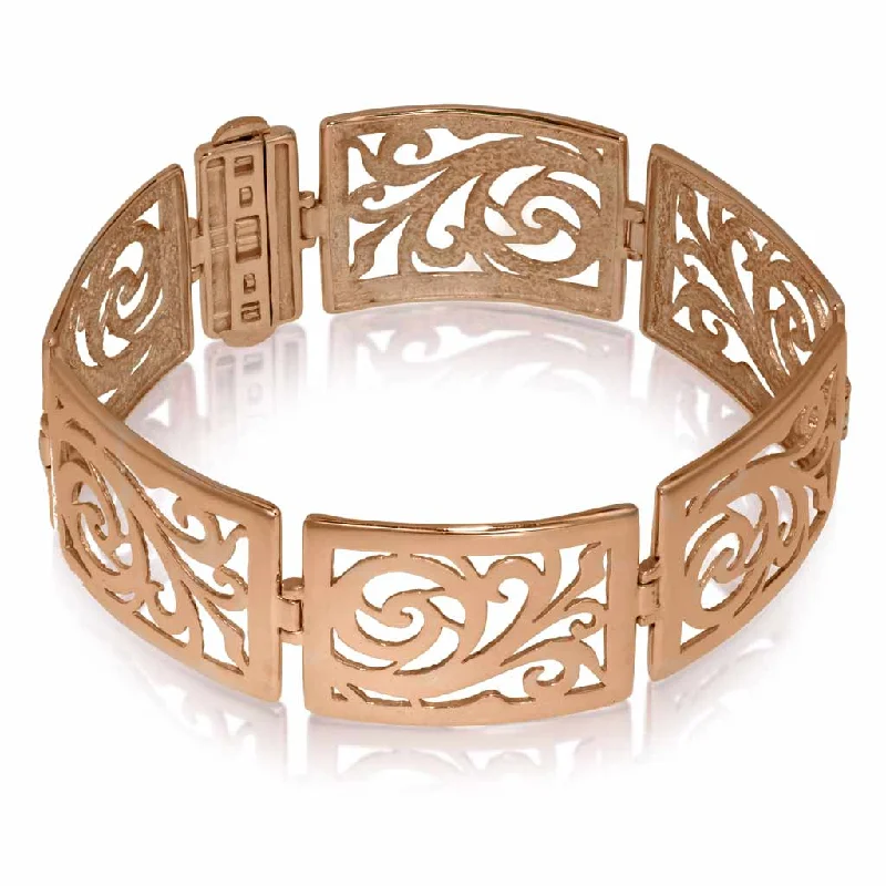 women’s gold bracelet sets -Gold Ornament Link Bracelet