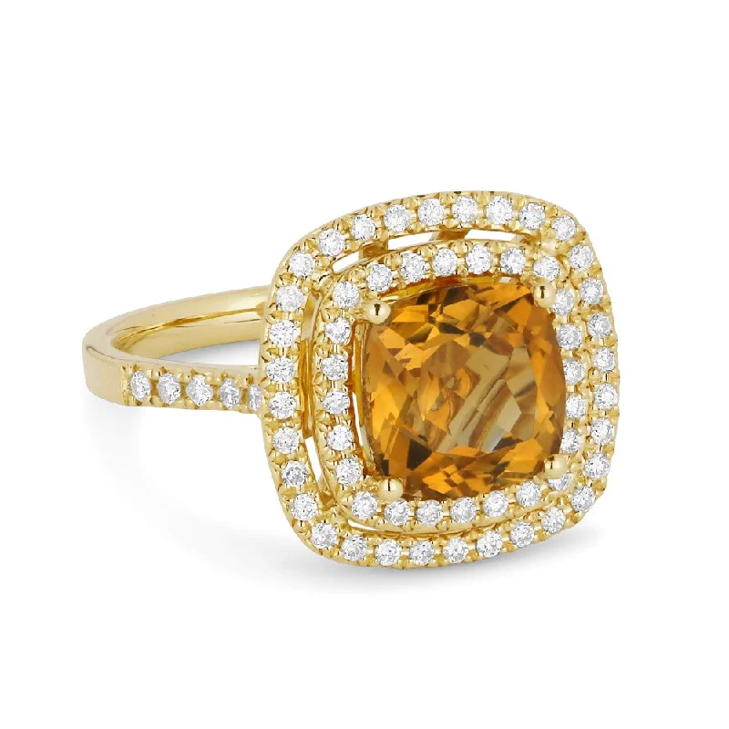 beautiful emerald-cut engagement rings -14K Yellow Gold,citrine Ring