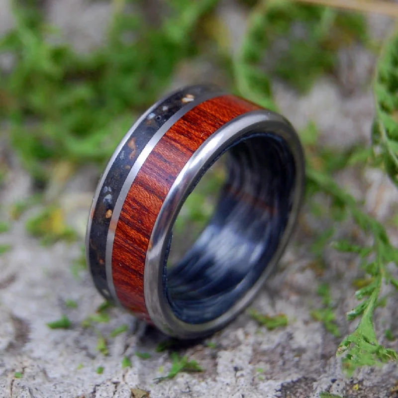 women’s birthstone rings -Executive T-Rex | Men's Dinosaur Tooth, Wood & Titanium Wedding Ring