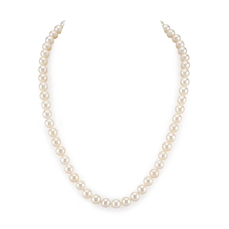 necklaces for evening dresses -7-8mm White Freshwater Choker Length Pearl Necklace