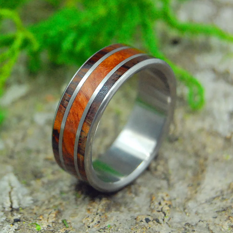 stackable rings for women -Love Squared Redwood | Men's Redwood, Cocobolo Wood & Titanium Wedding Ring