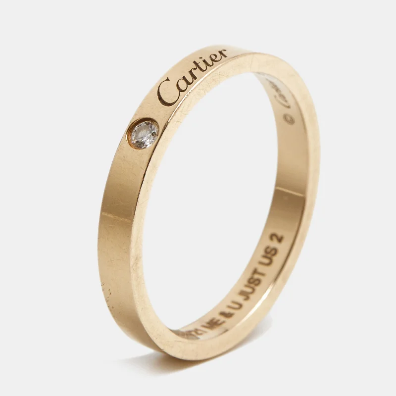 engagement rings with lab-grown diamonds -Cartier C De Cartier Diamond 18K Rose Gold Wedding Band Ring