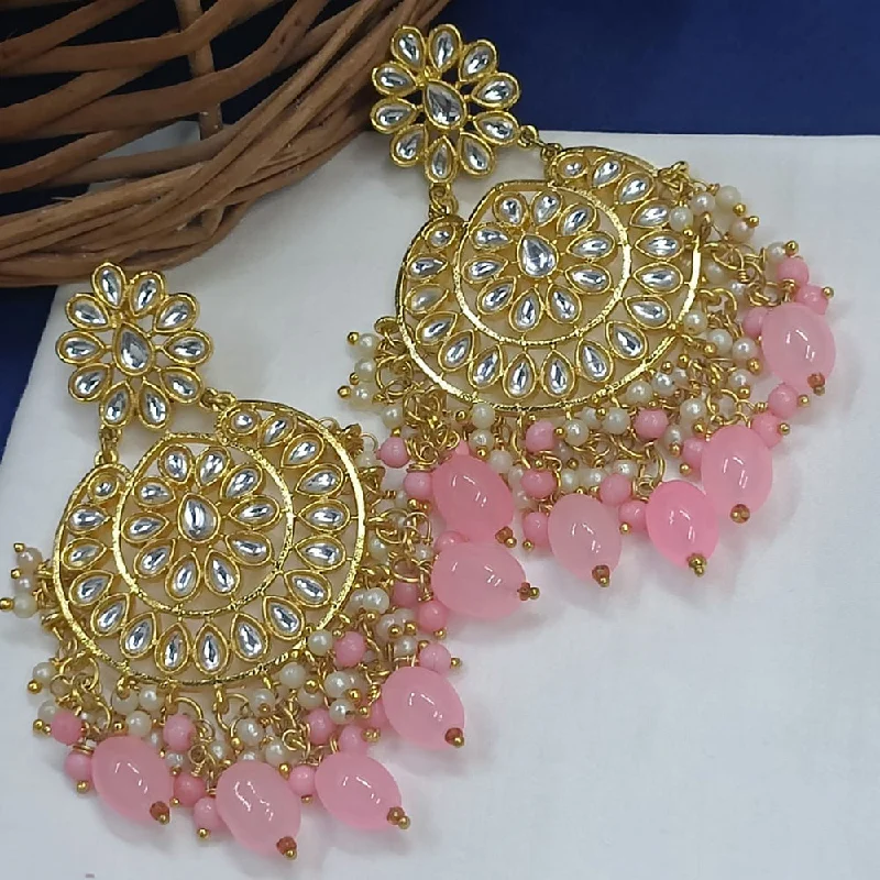 designer crystal earrings -Exotica Collection Gold Plated Kundan Dangler Earrings