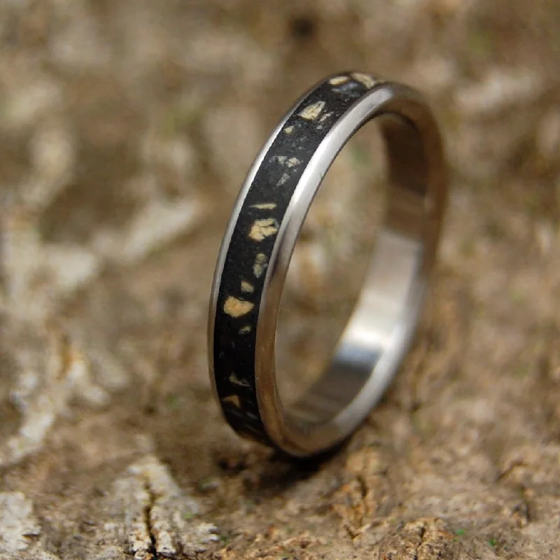 unique gold wedding rings -Bethlehem | Men's Israel Beach Sand, Bethlehem Stone & Titanium Wedding Ring