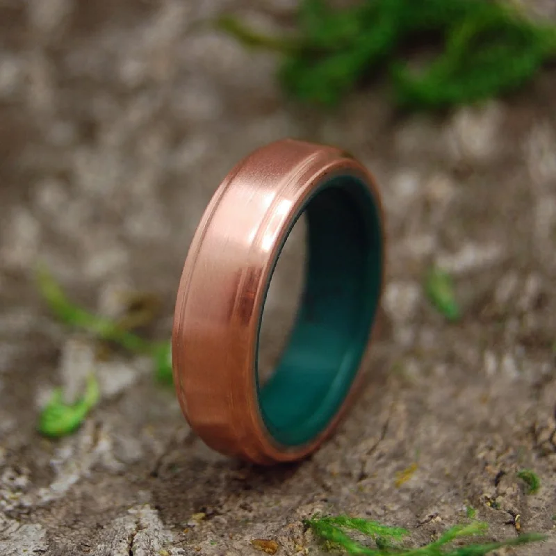 personalized rings with initials -Copper Moxie | Men's Copper, Jade & Titanium Wedding Ring