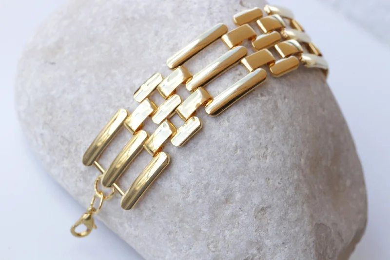 gemstone bracelets for women -Chunky Gold bracelet