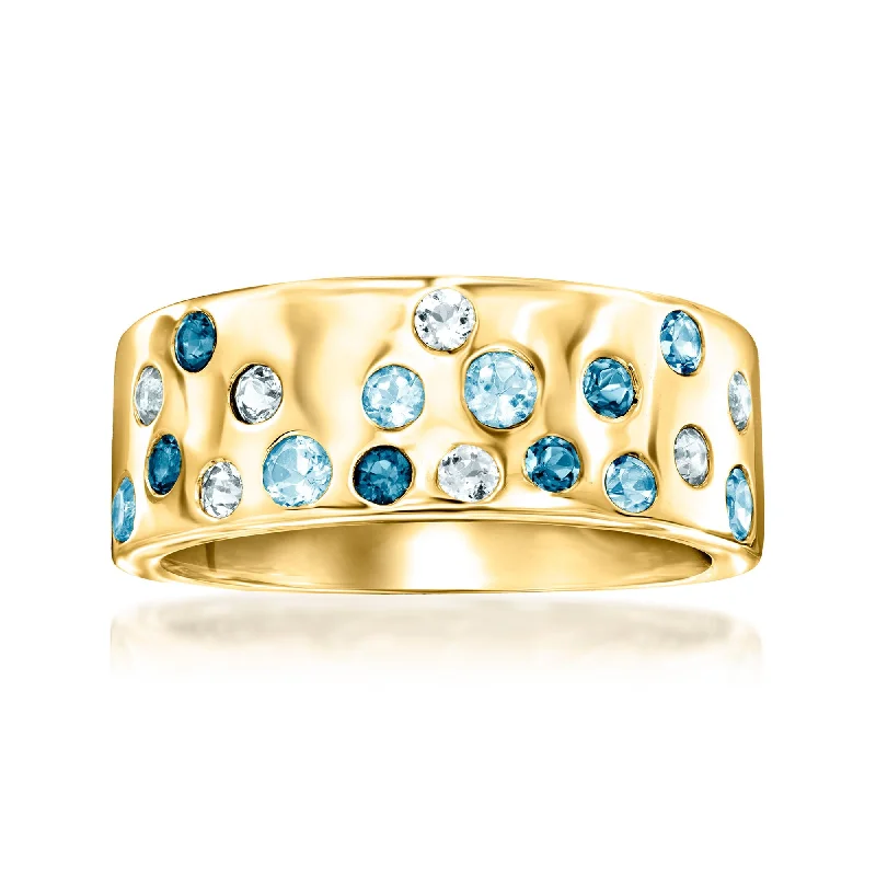 budget-friendly engagement rings -Ross-Simons Tonal Blue Topaz Ring in 18kt Gold Over Sterling