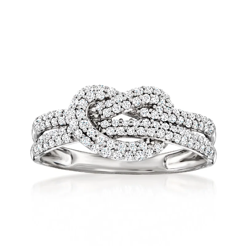 custom engagement rings -Ross-Simons Diamond Knot Ring in Sterling Silver