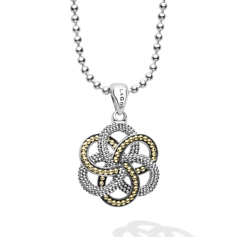 heirloom style necklaces -Love Knot Large Two-Tone Pendant Necklace