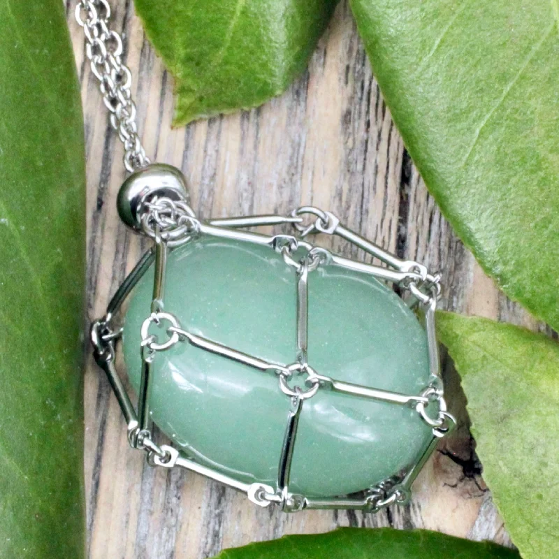 layered necklaces for women -Green Aventurine Crystal Holder Necklace