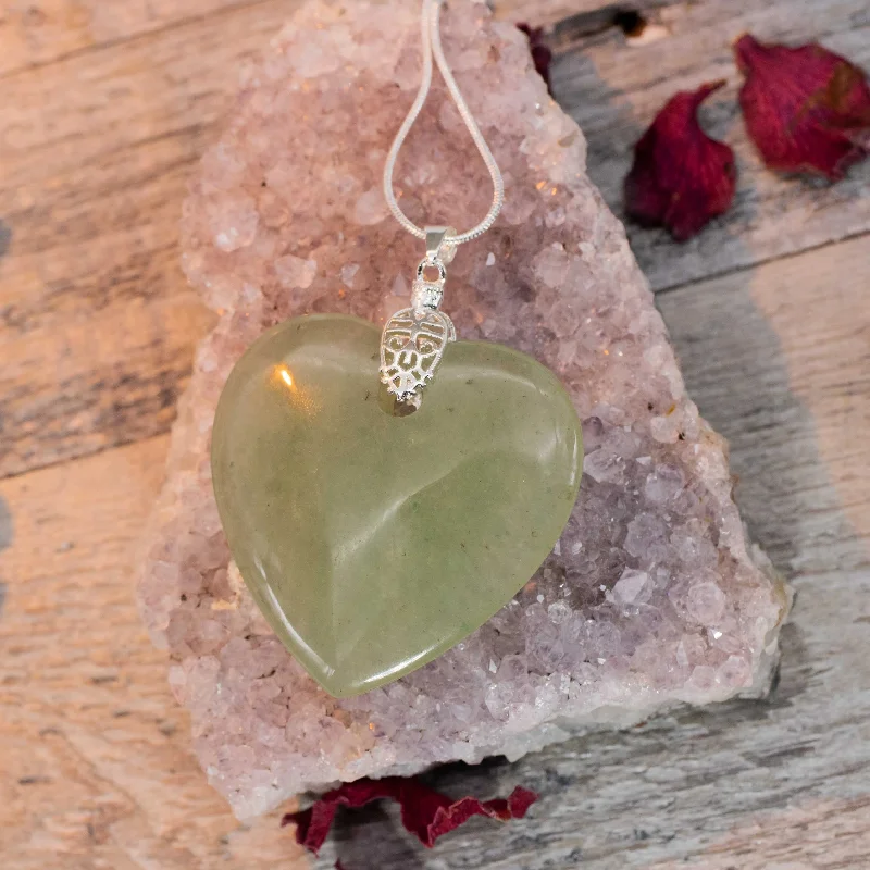 simple chain necklaces -Green Aventurine Heart Necklace