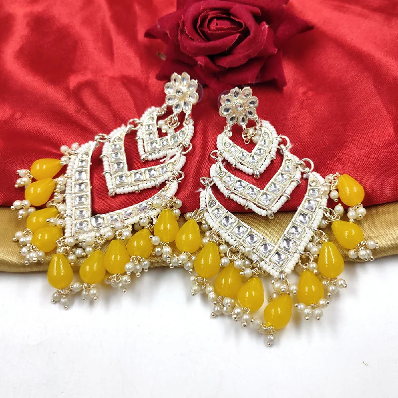 big statement earrings -Gehana Mahal Gold Plated Kundan And Beads Dangler Earrings