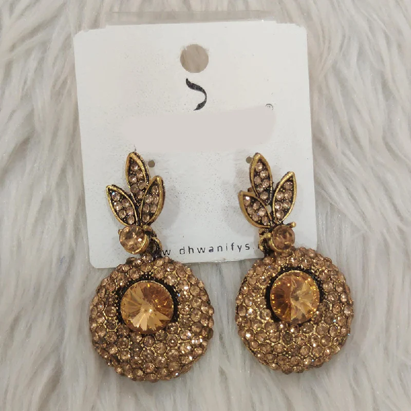 fashionable dangling studs -Dhwani Gold Plated Austrian Stone Dangler Earrings