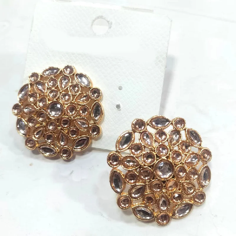 simple gold earrings -Manisha Jewellery Gold Plated Kundan Stone Stud Earrings