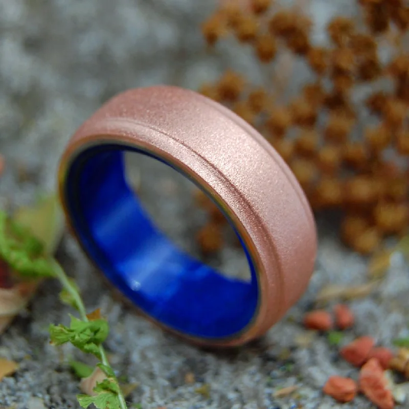 gemstone-studded wedding rings -Copper Roxie Sodalite | Men's Sodalite, Copper & Titanium Wedding Ring