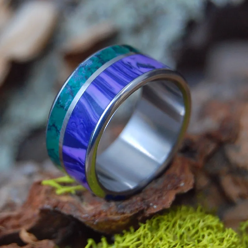 stackable rings for women -Dream State | Men's Charoite, Jade & Titanium Wedding Ring