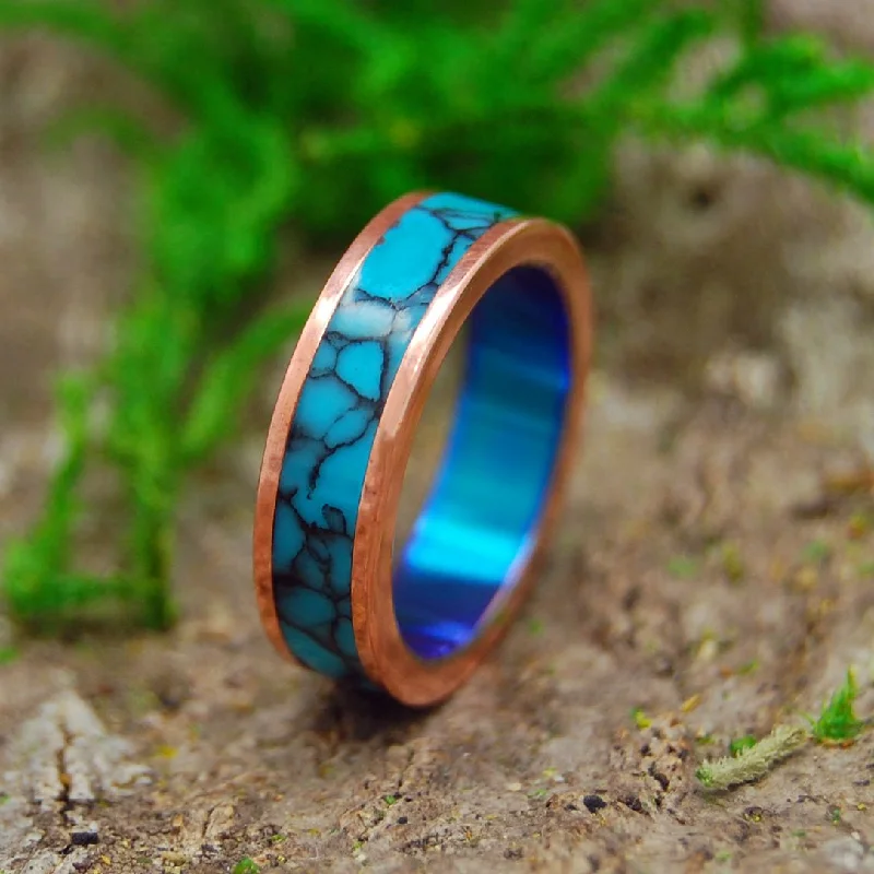 fashionable signet rings -It Wasn't A Dream | Women's Turquoise, Copper & Titanium Wedding Ring