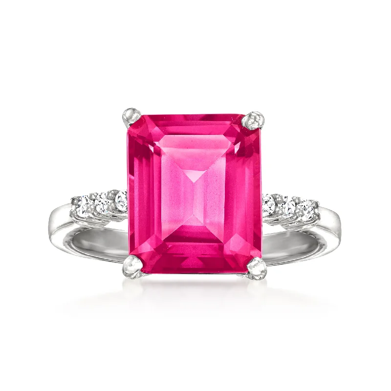 trendy engagement rings -Ross-Simons Pink and White Topaz Ring in Sterling Silver