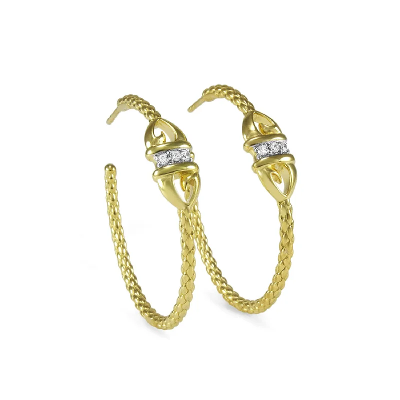 women’s statement earrings -Bullet Pavé Hoop Earring - 18K Gold Vermeil + CZ Blanc