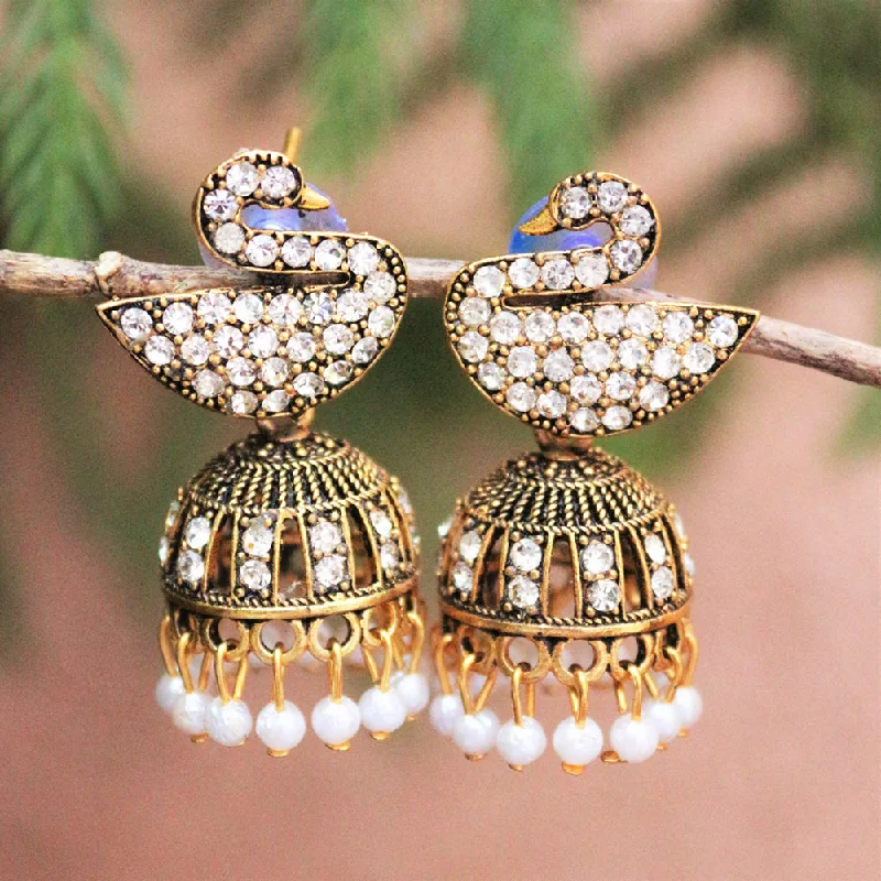 chic dangling earrings -H K Fashion Gold Plated  Austrian Stone Jhumki Earrings