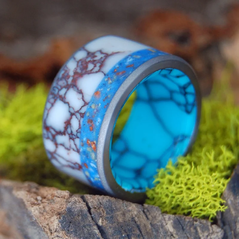 beautiful diamond rings -Crushed Coral Puerto Rico | Men's Turquoise, Jasper Stone, Coral & Titanium Wedding Ring