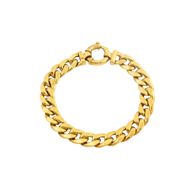 holiday bracelet gifts for women -14k Double Finish Chunky Gold Curb Pendant