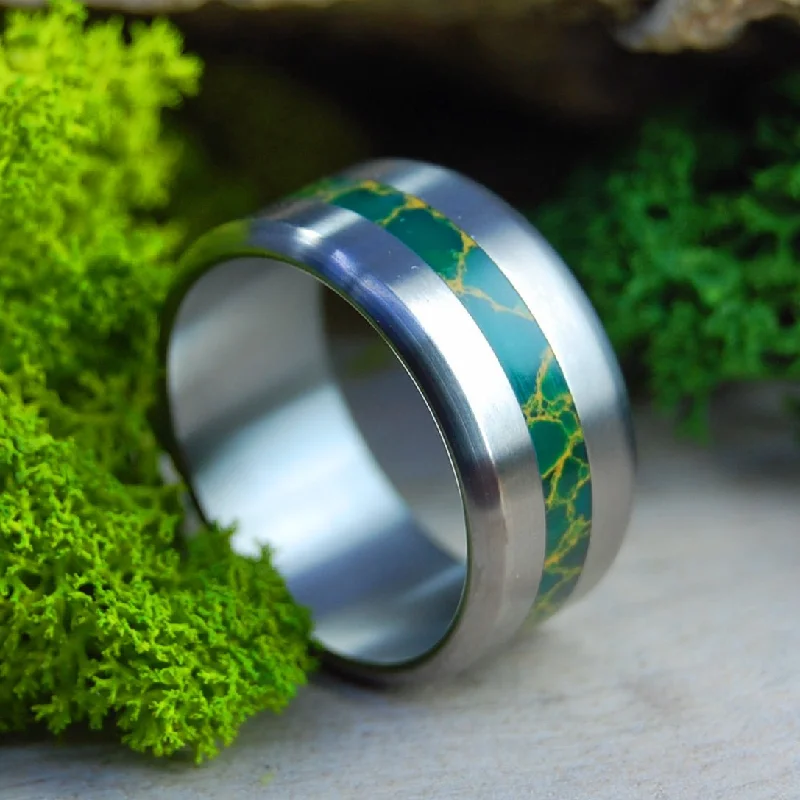 diamond rings for women -Bird Of Paradise Minimal | Men's Egyptian Jade & Titanium Wedding Ring