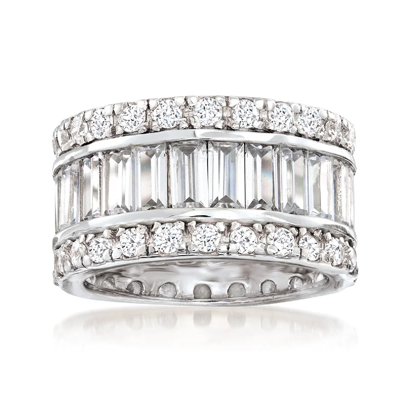 affordable engagement rings -Ross-Simons Baguette and Round CZ Eternity Band in Sterling Silver