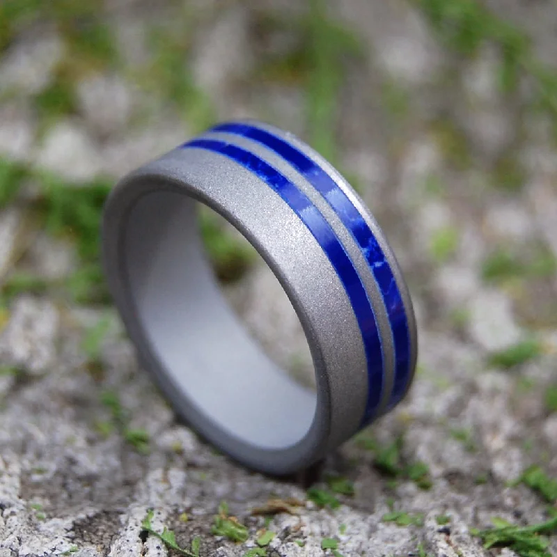 minimalist rings for women -Love With Sodalite | Men's Titanium, Sodalite & Sodalite Wedding Ring