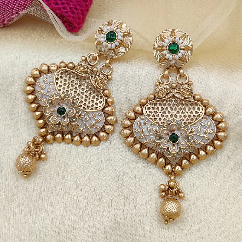 trendy earrings for women -Jewel Addiction Copper Rajwadi Finish Pota Stone Dangler Earrings