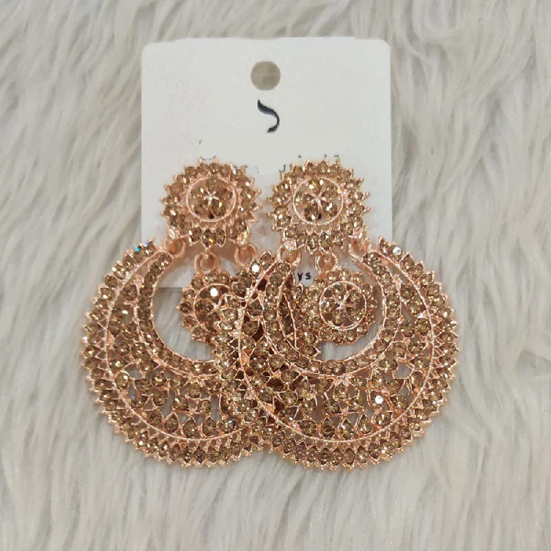 elegant gold drop earrings -Dhwani Rose Gold Plated Austrian Stone Dangler Earrings