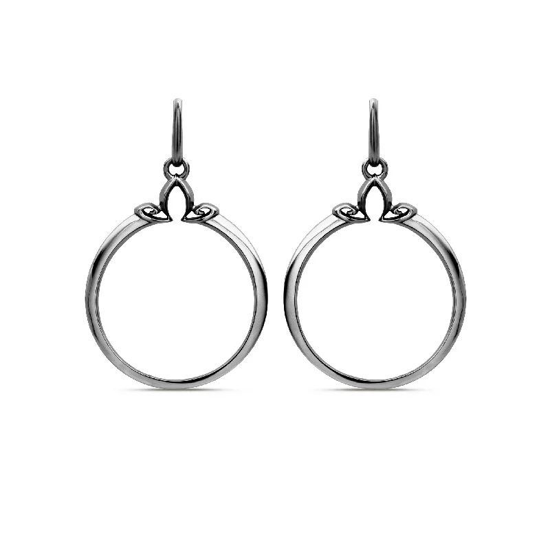 rose gold earrings for women -Portrait Hoop Earring 25mm - Black Ruthenium Vermeil