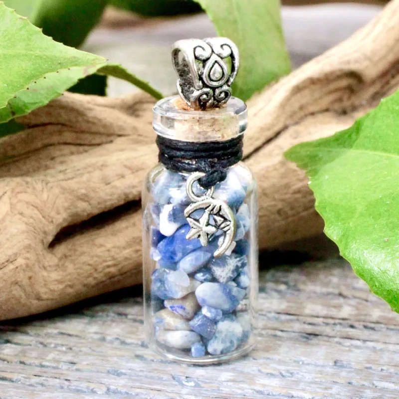 bohemian style necklaces -Sodalite Connection to Heaven Spell Jar Necklace