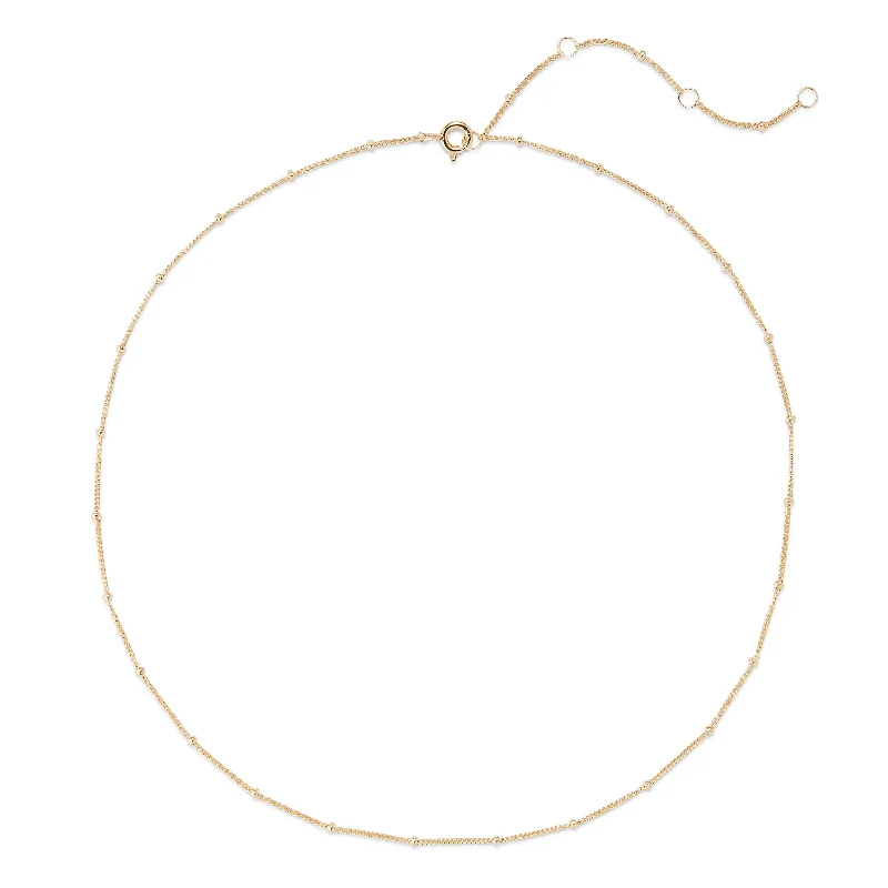 retro necklaces for women -18K Gold Plated Beaded Chain