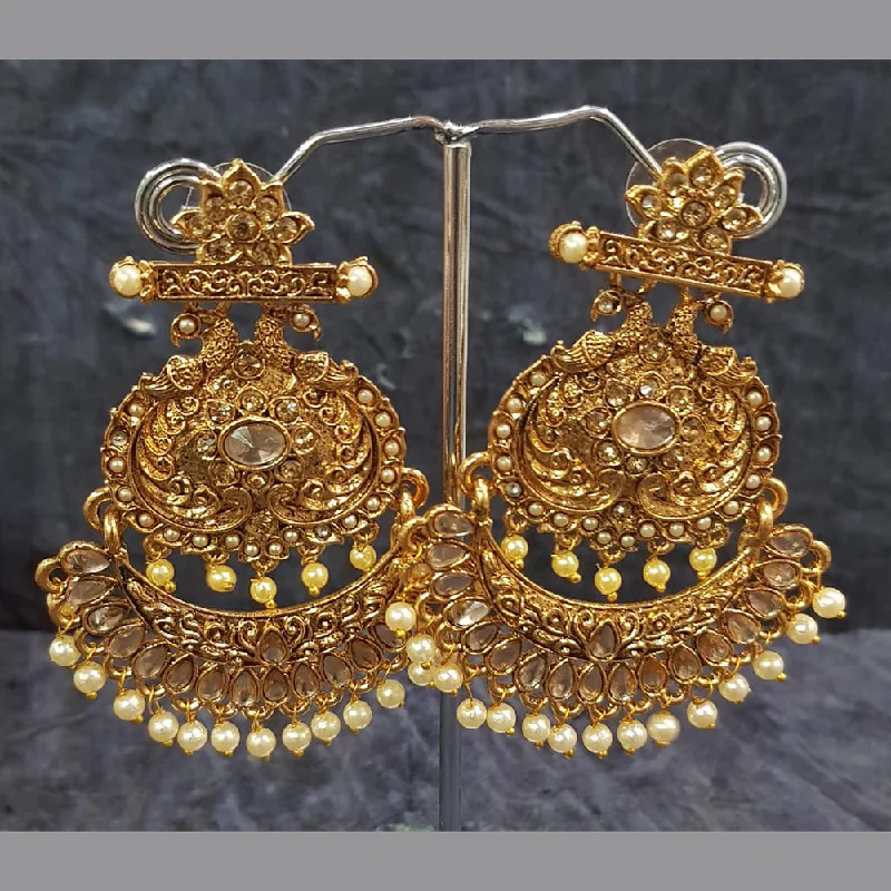 trendy ear cuffs -Shreeji Gold Plated Crystal Stone Dangler Earrings