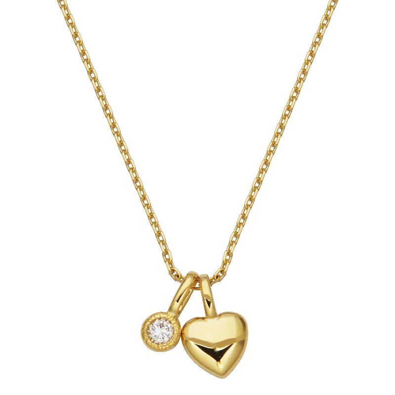 heirloom style necklaces -Lab-Created Diamond Charm Heart Pendant Necklace in 18k Gold Vermeil