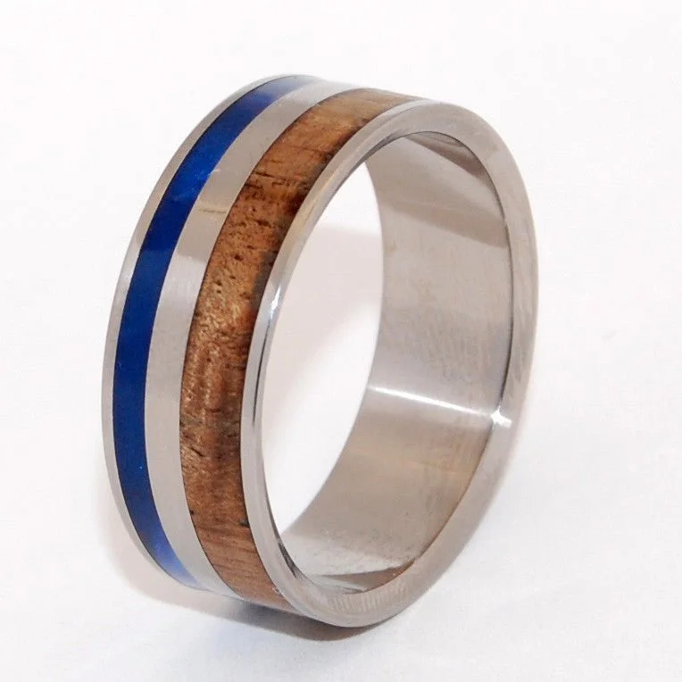 wedding anniversary rings -Starry Cove | Men's Koa Wood & Titanium Wedding Ring