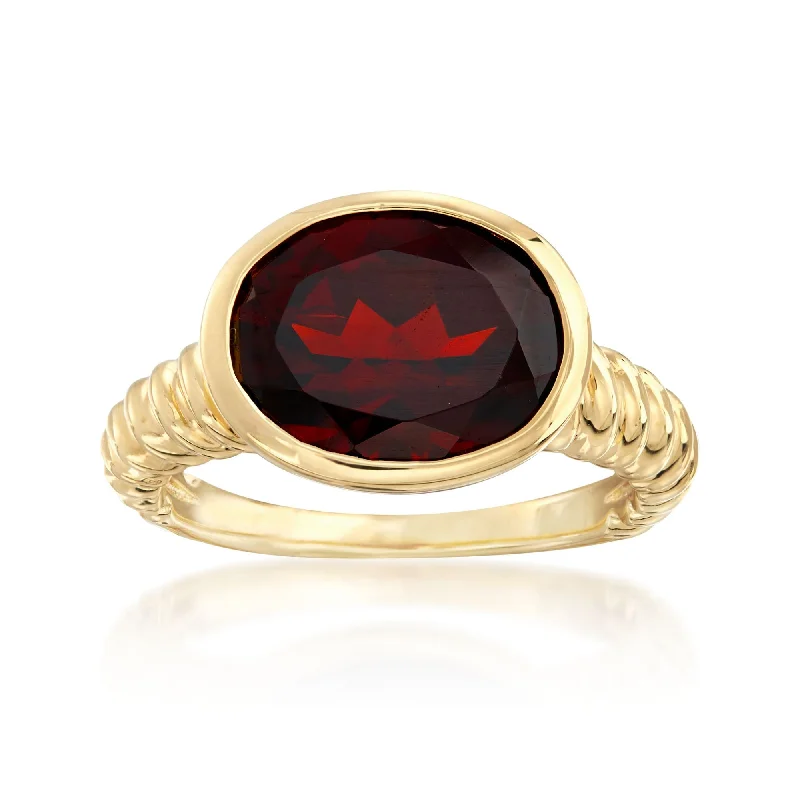 bridal engagement rings -Ross-Simons Oval Garnet Ring in 18kt Gold Over Sterling