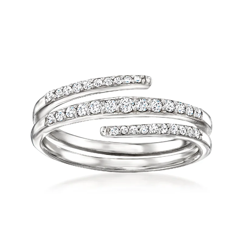 custom fit engagement rings -Ross-Simons Diamond Wrap Ring in Sterling Silver