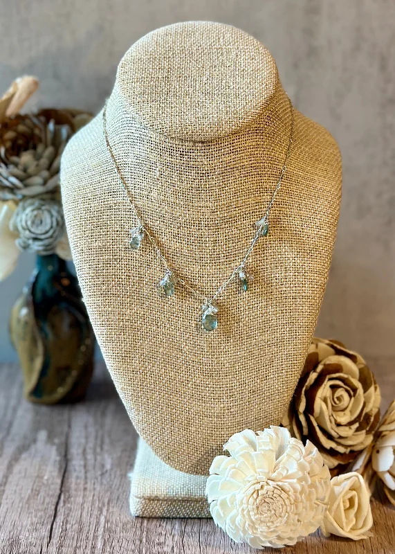 wedding necklaces for women -Moss Aqua Drop Necklace