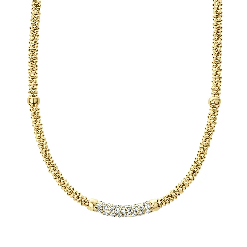 necklaces for everyday wear -Caviar Gold Eight Gold Station Diamond Caviar Necklace | 3mm