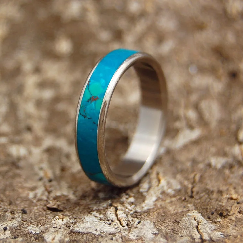 wedding rings for women -Rounded Chrysocolla | Men's Chrysocolla & Titanium Wedding Ring