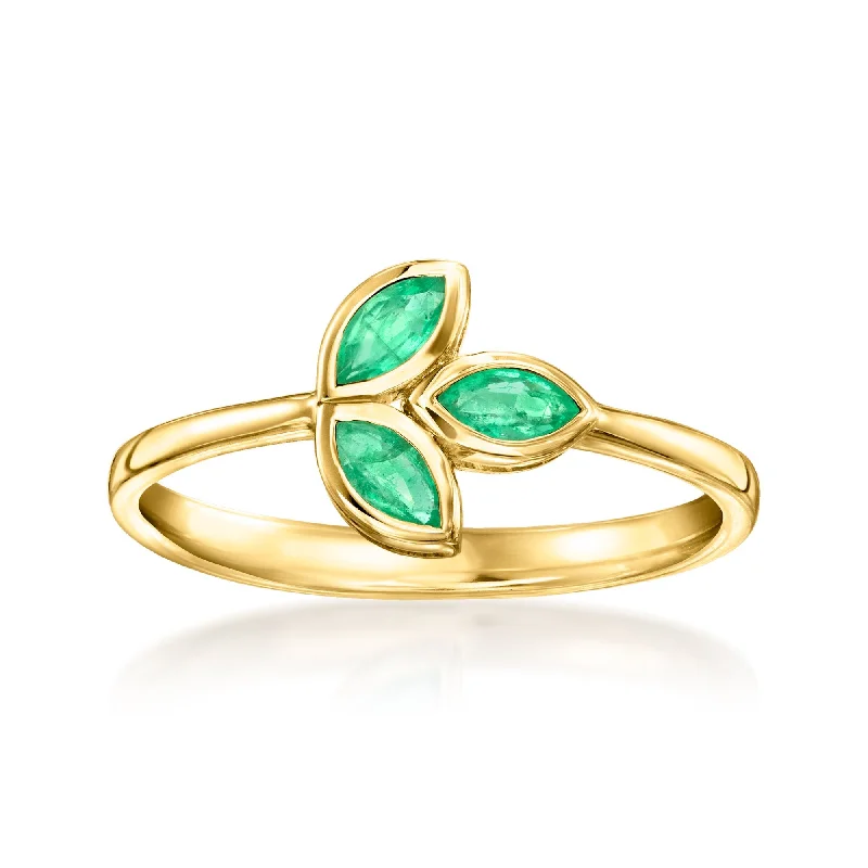 princess cut engagement rings -Canaria Emerald Leaf Ring in 10kt Yellow Gold