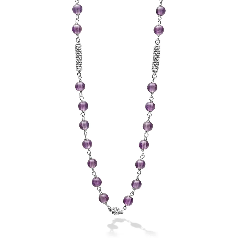 chain and pendant necklaces -Caviar Icon Amethyst Beaded Necklace